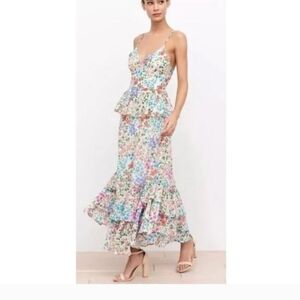 Anthropologie Pink and Green Floral Dress